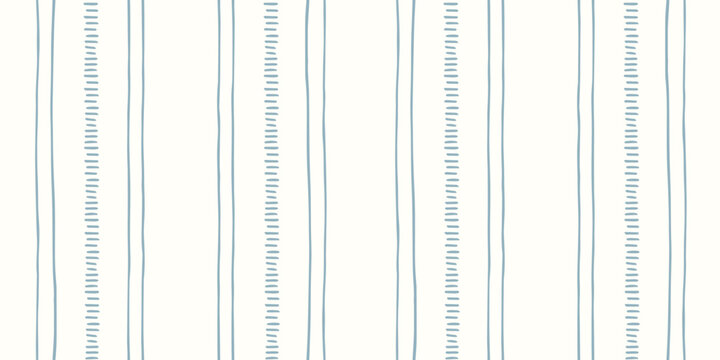 Decorative vertical striped background with stitched stroke. Doodle blue hand drawn lines. Soft retro colors flat design. Ideal for textiles, wallpaper, home decor, stationery packaging