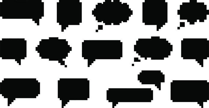 Pixel art speech bubble collection for retro gaming design