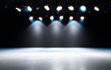 Unique Stage Lighting Setup with Wide Angle View in a Dark Room
