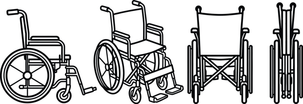 Bariatric heavy duty wheelchair line icon vector illustration