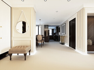 Fototapeta premium 3d render modern home interior, living room