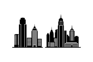 Fototapeta premium Modern city skyline silhouette with diverse skyscrapers and architectural styles