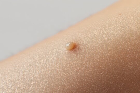 Close-up view of a skin lesion on a light-toned arm.