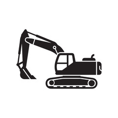Excavator Construction Equipment Black Silhouette Icon