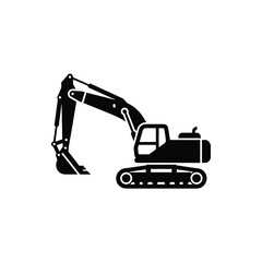 Excavator Construction Equipment Black Silhouette Icon