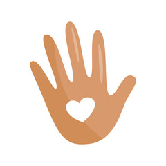 Obraz premium Minimalist vector illustration of baby hand with heart shape in flat style 
