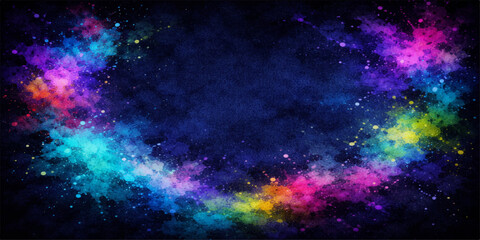 An abstract colorful background of a deep blue nebula and bright stars creates a fantasy universe illustration featuring a glowing supernova in the dark outer cosmos © PAGLAA