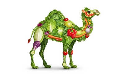 Fototapeta premium Camel made of vegetables, healthy eating concept