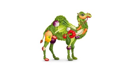Fototapeta premium Camel made of vegetables, healthy food concept