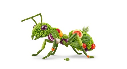 Fototapeta premium Creative ant made of fresh vegetables and fruits