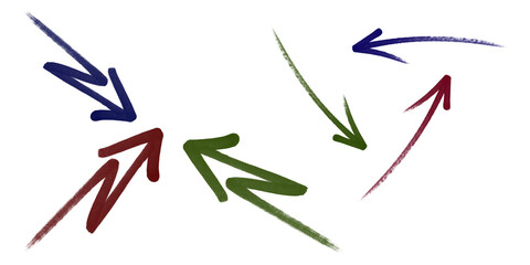 Obraz premium A colorful illustration of arrows pointing in different directions on a black background