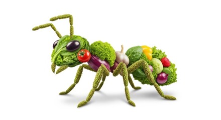 Fototapeta premium Creative ant made of vegetables and fruits