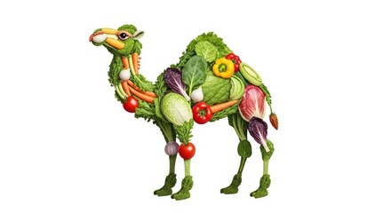 Obraz premium Creative Camel Made of Fresh Vegetables