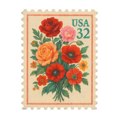 Fototapeta premium PNG Vintage floral postage stamp illustration.