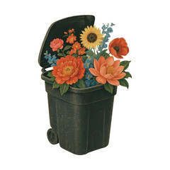 Fototapeta premium PNG Floral arrangement in trash.