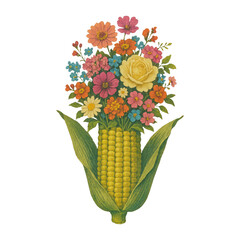 Fototapeta premium PNG Floral corn bouquet illustration