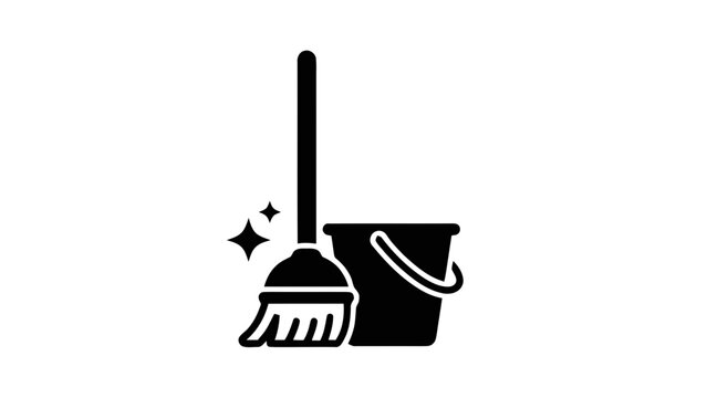 Vector illustration&nbsp;of cleaning tools icon mop and bucket symbol for housework and janitorial services on a transparent background