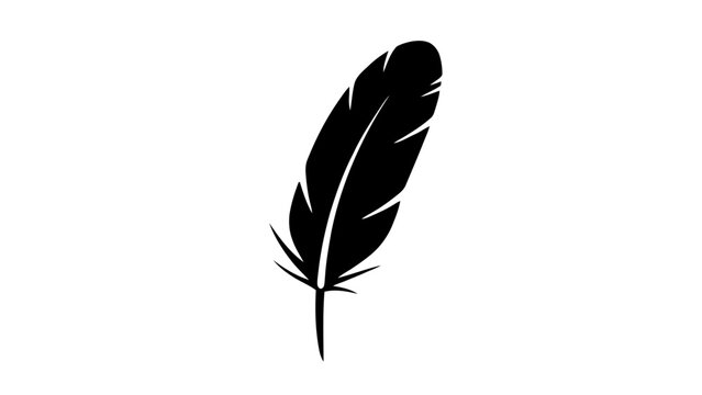 Vector illustration&nbsp;of black feather icon on simple silhouette design element on a transparent background