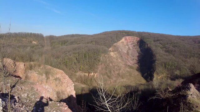 A quarry in the Fruska Gora National Park in Serbia. Abandoned Rock Quarry "Debeli cer" in Fruska Gora from Serbia
