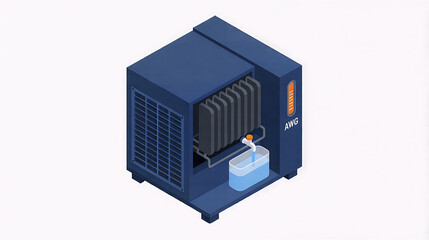 Fototapeta premium Atmospheric Water Generator Icon | Minimalist 3D Isometric Art of AWG Tech & Sustainable Water Solution