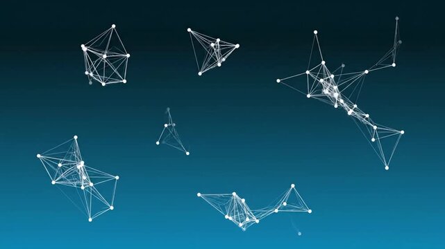 Abstract geometric network connections on a blue digital background