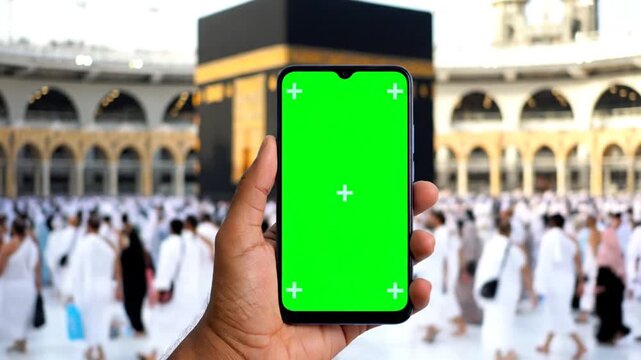 Smartphone Green Screen Makkah Pilgrimage.