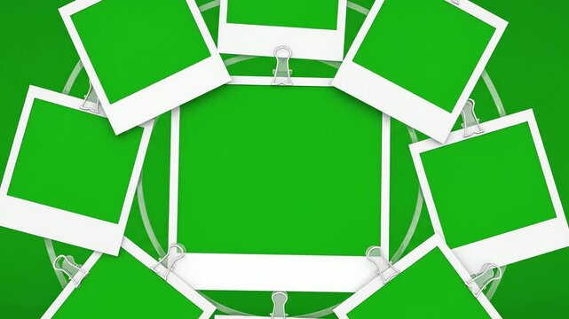 Instant Photo Frames Green Screen Template for Memories and Digital Displays