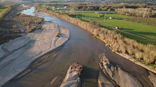 Tordera River Flowing Between Palafolls and Blanes in Catalonia