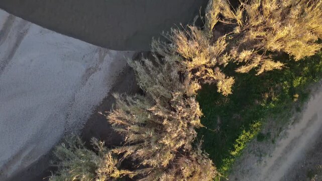 Tordera River Flowing Between Palafolls and Blanes in Catalonia