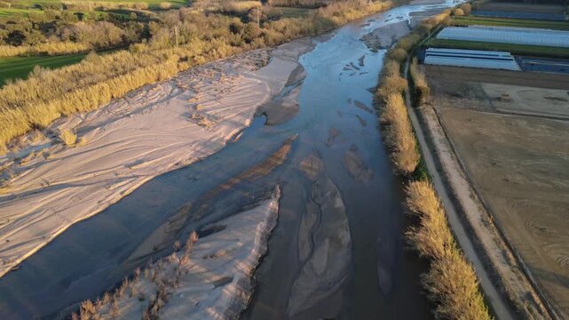 Tordera River Flowing Between Palafolls and Blanes in Catalonia