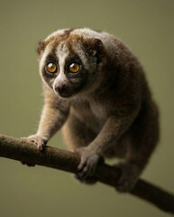 Pygmy slow loris sitting on a branch