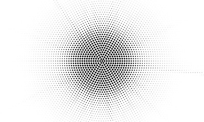 Halftone gradient sun rays pattern. Abstract halftone color dots background. Red pop art, comic small dots. star rays halftone poster. shine, explosion. sunrise rays background.