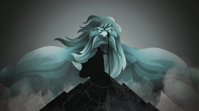 odin fighting ymir with gungnir spear