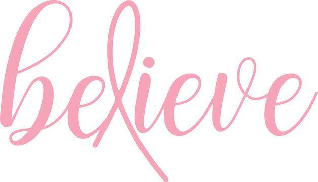 Believe ribbon  vector design , Realistic pink ribbon. Symbol of world breast canser awareness month in october. Vector illustration.
