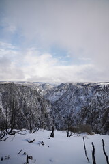 Wide shot of Snowy mountains in Colorado