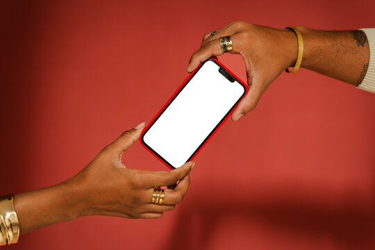 Smartphone mockup grasped firmly in hands