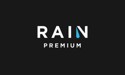 Obraz premium RAIN PREMIUM Modern Logo with Blue Water Drop Icon on Black Background