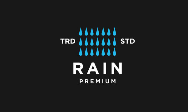 Blue raindrops illustration with TRD, STD, RAIN, and PREMIUM text, representing product tiers and quality levels on a dark background.