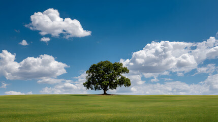 Obraz premium Solitary tree under blue sky