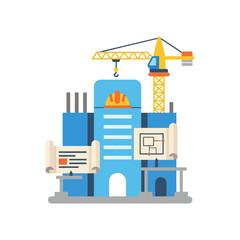 Obraz premium Construction Site with Crane Building.