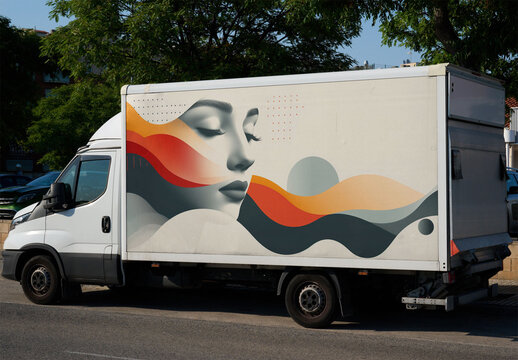 Real photo of  Truck Mockup. PSD mockup