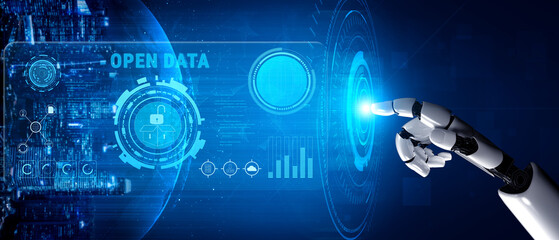 Obraz premium An AI dashboard for analyzing open data to enhance public information and transparency. Sharing free open data for AI collaboration and research. Motif