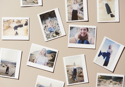 Mockup of arrangement of blank polaroids