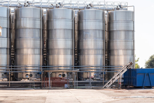 Stainless Steel Tanks For fermentation at a Winery