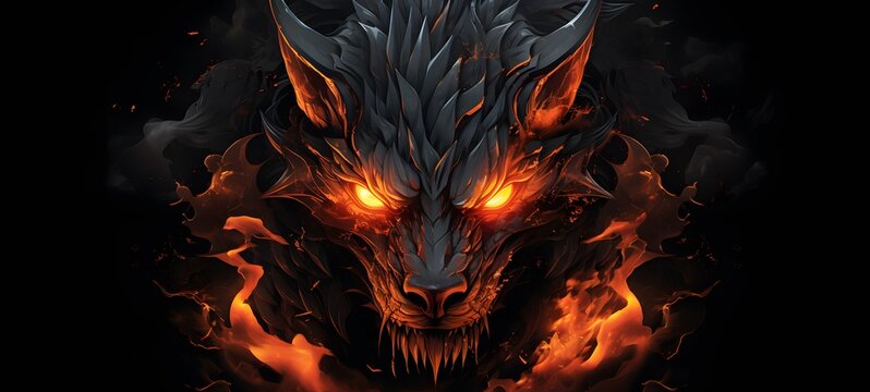 fenrir ifrit vector illustration t-shirt design,generative AI