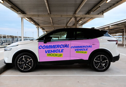 Mockup Suit of Car Parked in Open Space