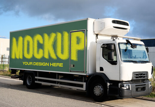 Real photo of a Truck for Transportation Use. PSD mockup
