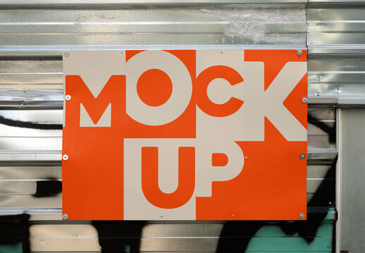 Real photo of Poster Nailed to a Metal Fence. PSD mockup