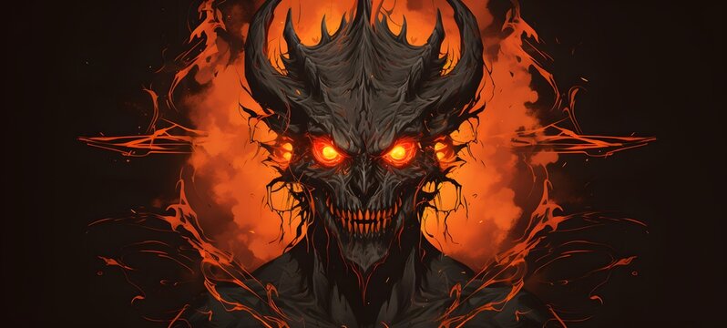ifrit undead vector illustration t-shirt design,generative AI