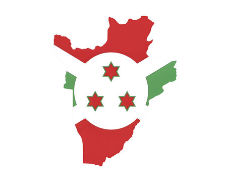 Burundi map outline with national flag colors for travel guides and patriotic designs celebrating Burundian heritage and culture worldwide